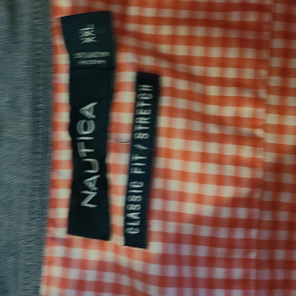 Nautica men's Classic button down Oxford, orange check, XXL - Picture 2 of 2